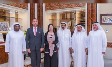 حاكم عجمان يستقبل رئيسة الاتحاد الدولي لكرة الهدف